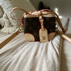 Mini Bag in Brown and Cream with Red Accents